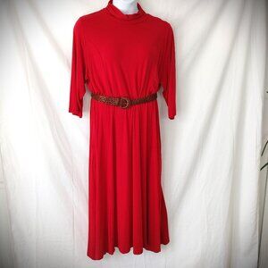 MAXI LENGTH RED DRESS, 3/4 SLEEVES